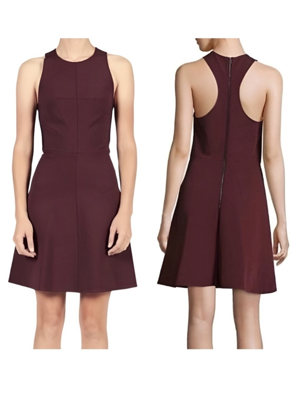 Rag & Bone Sabina Fit & Flare Racerback Dress in Port Size 2